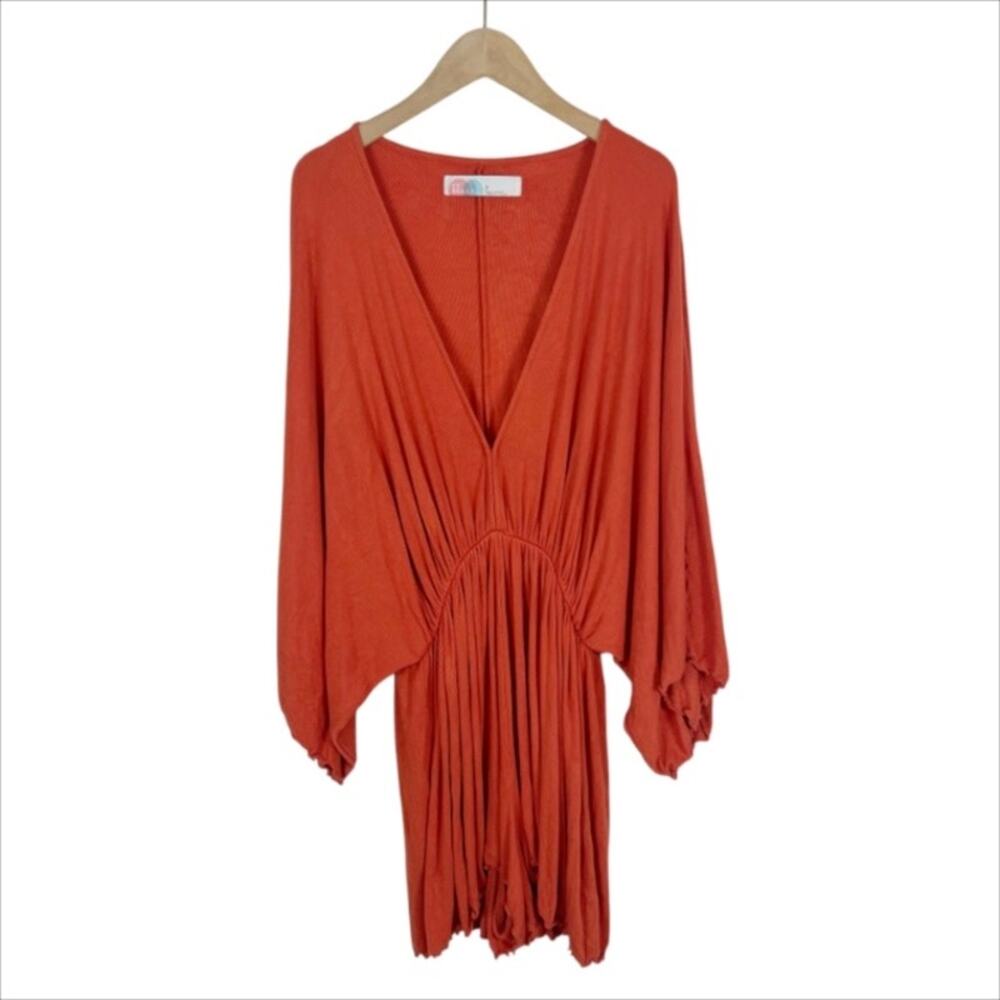 Free People Beach Deep Plunge V-Neck Gallows Romper In Orange Size Small View 3